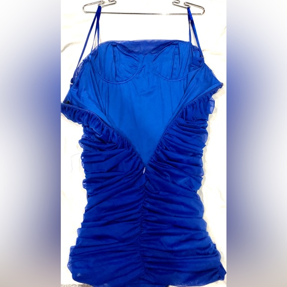 🛍AKIRA royal blue all over rouched party mini dress size 2X NWOT - Picture 7 of 9